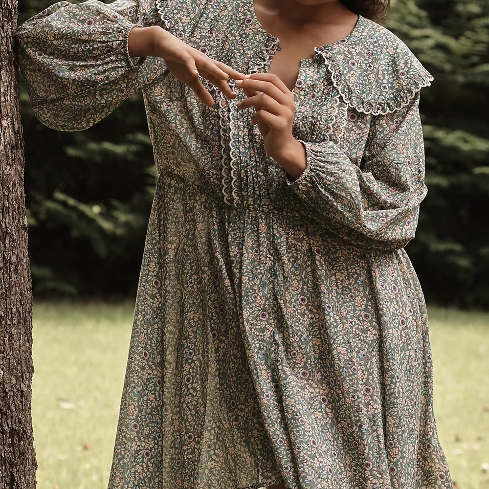 Anthropologie Sage Floral Long Sleeve Dress